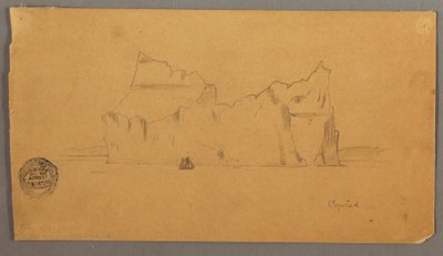 デッサン、帆船と浮かぶ氷山、おそらく1859年 作： Frederic Edwin Church