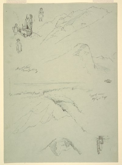 デッサン（1868年8月5日、オーストリア、「ゴリング近郊」より 作： Frederic Edwin Church
