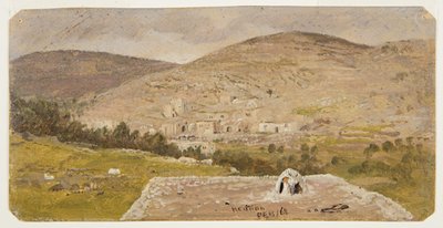 図面、ヘブロン、全景、1868年2月 作： Frederic Edwin Church