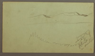 デッサン、平野を横切る丘陵地帯、おそらく1868年 作： Frederic Edwin Church