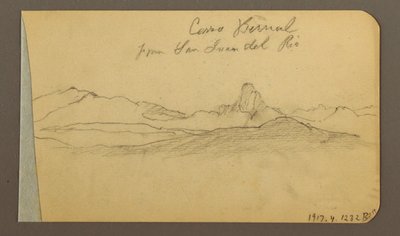 デッサン、丘陵と山脈、サン・ベルナル・ピーク、1889年 作： フレデリックエドウィン教会