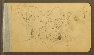 素描、丘と山脈；裏面：森の中の道、1889年 作： Frederic Edwin Church