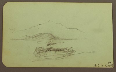 素描、丘、牛；裏面：風景、1883年 作： Frederic Edwin Church