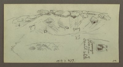 デッサン「玉石のある丘」1868年頃 作： Frederic Edwin Church