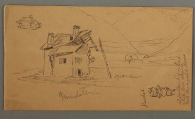 デッサン《谷間のフラフ・廃屋、二人の人物》1868年 作： フレデリックエドウィン教会