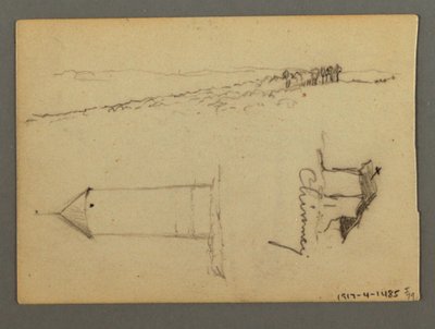デッサン、崖の上の家、タワーズ、1868年頃か 作： フレデリックエドウィン教会