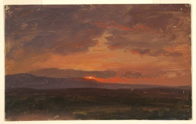 デッサン、ニューヨーク州ハドソン渓谷、キャッツキル山脈の背後に沈む太陽、1855-65年 作： Frederic Edwin Church