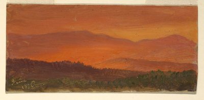 デッサン、夕暮れのハドソン渓谷と遠くの山々、1870年6月 作： フレデリックエドウィン教会