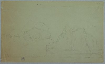 デッサン、2つの峰を持つ氷山、1859年6月または7月 作： フレデリックエドウィン教会