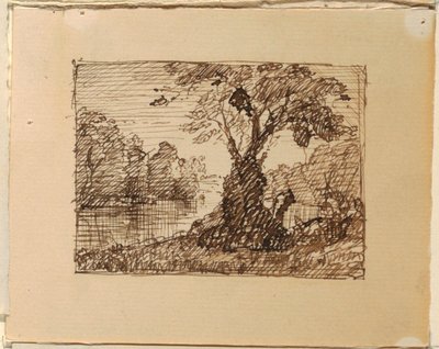 ドローイング、想像上の川の風景、1870-73年頃 作： フレデリックエドウィン教会
