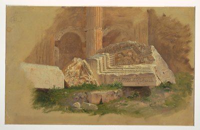 バールベック、バッカス神殿内部のデッサン、1868年5月 作： Frederic Edwin Church