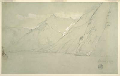 1868年7月、ファルケンシュタインから見たケーニヒス湖のドローイング 作： Frederic Edwin Church