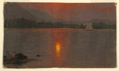 ドローイング、ミリロケット湖、日没、1870-80年 作： Frederic Edwin Church