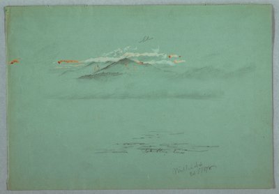 ドローイング、ミリノケット湖とカタディン山、1878年 作： Frederic Edwin Church