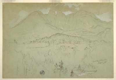 素描、風景、ベルヒテスガーデン、バイエルン州、1868年7月6日 作： フレデリックエドウィン教会