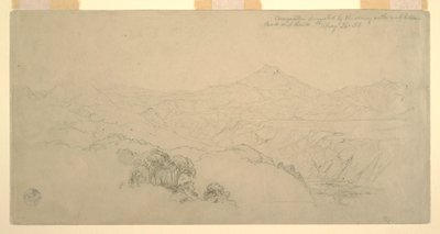デッサン、風景の構図：コロンビアのパソとエクアドルのキトを結ぶ道の風景が示唆するもの」1853年8月26日 作： Frederic Edwin Church