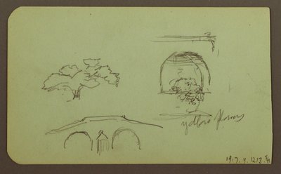 素描、風景、人物；裏面：木、橋、植物 1883年 作： フレデリックエドウィン教会