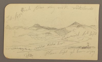 素描、風景、家屋、裏面：木の上、1885年2月 作： Frederic Edwin Church