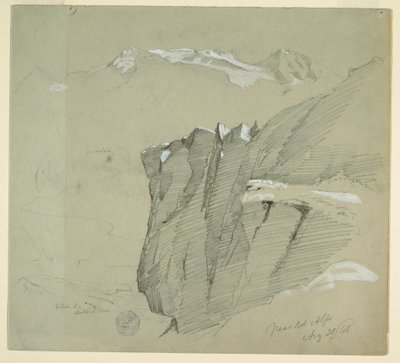 デッサン、ベルナー・アルプスの風景、1868年8月28日 作： Frederic Edwin Church