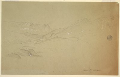 デッサン、ベルヒテスガーデン近郊の風景、1868年6-7月 作： Frederic Edwin Church