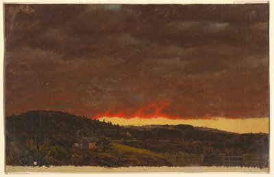 素描、風景、日没、1845年頃 作： Frederic Edwin Church