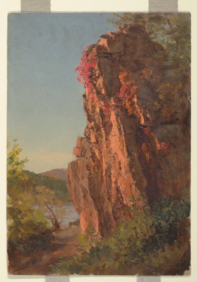 素描《大きな岩のある風景》おそらくノースカロライナ州、1865-70年 作： Frederic Edwin Church