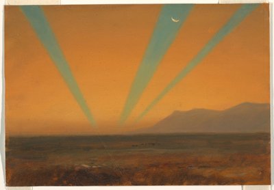 素描《夕日のある風景》1860-70年 作： Frederic Edwin Church