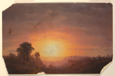 素描《夕日のある風景》1860-70年 作： フレデリックエドウィン教会