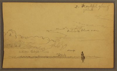 ドローイング、人物のいる風景、1857年 作： フレデリックエドウィン教会