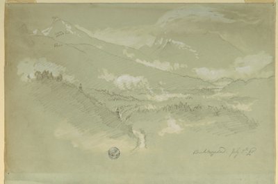 素描、風景、ベルヒテスガーデン近郊、1868年 作： Frederic Edwin Church
