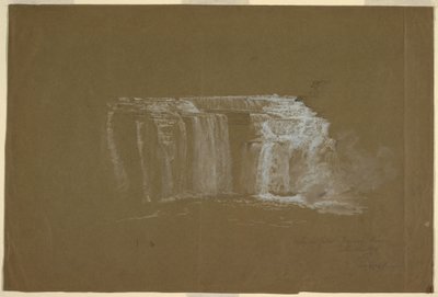 1848年、ニューヨーク州ロチェスター、ジェネシー川、ローワー・フォールズのデッサン 作： Frederic Edwin Church