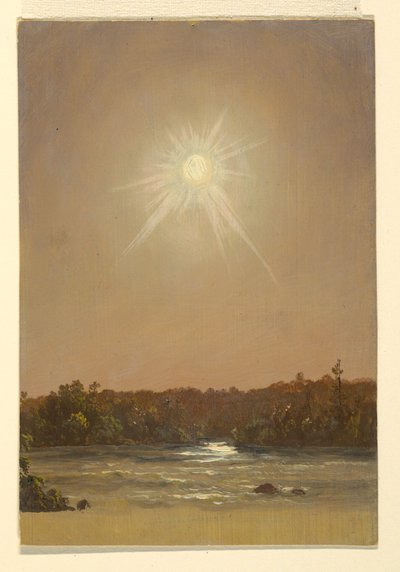 デッサン、メイン州、日没、1855-65年 作： Frederic Edwin Church
