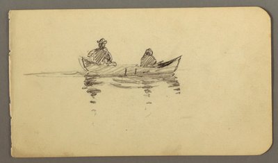 デッサン、カヌーに乗る男女、1878年頃か 作： フレデリックエドウィン教会