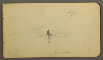 ドローイング、カヌーに乗る男、1878年頃 作： Frederic Edwin Church