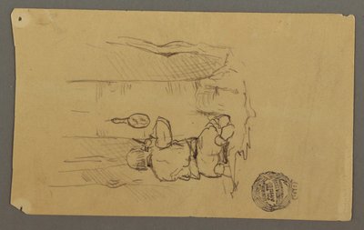 後ろから見た髭を剃る男性のデッサン、1878年頃 作： フレデリックエドウィン教会