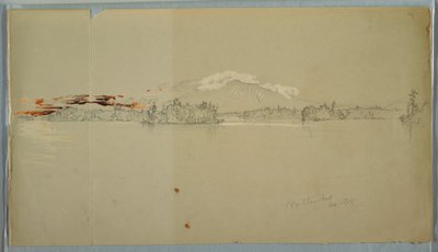 ドローイング、ミリロケット湖、カタディン山の眺め、1878年9月 作： フレデリックエドウィン教会