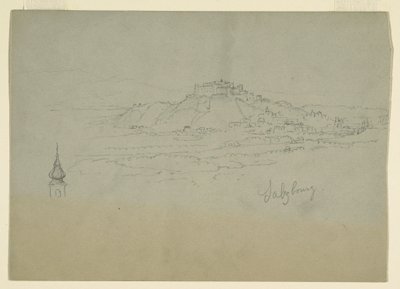 ドローイング、山間の町のモチーフ、1868年 作： フレデリックエドウィン教会