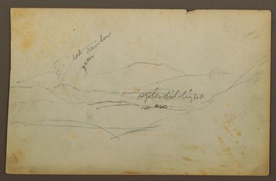 デッサン、山の風景、コロンビアまたはエクアドル、1853年 作： Frederic Edwin Church