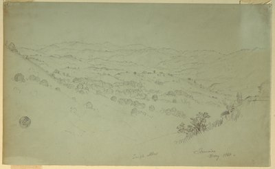 デッサン、山の風景、ジャマイカ、1865年 作： フレデリックエドウィン教会