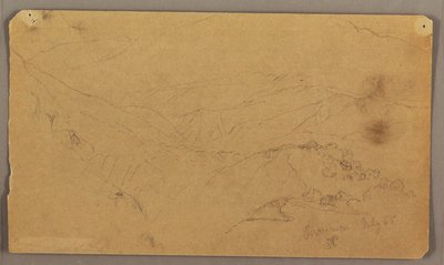 デッサン、山の風景、ジャマイカ、西インド諸島、1865年7月 作： フレデリックエドウィン教会