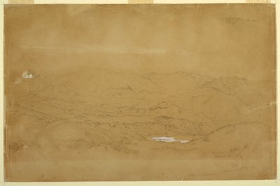 デッサン、エクアドル、グアノホとグアランダ付近の山の風景、1857年6月10日 作： Frederic Edwin Church