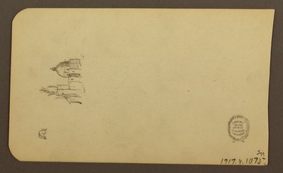 ドローイング、山の風景；裏面：ドームのある教会、1885年4月 作： フレデリックエドウィン教会
