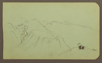 素描、山の風景；裏面：風景、1883年 作： Frederic Edwin Church
