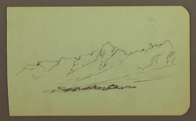 素描、山の風景 裏面：山脈、人物 1883年 作： フレデリックエドウィン教会