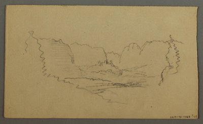 デッサン、山頂、道端の神社、1868年8月 作： フレデリックエドウィン教会