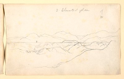 デッサン、山の風景、コロンビア、1853年 作： フレデリックエドウィン教会