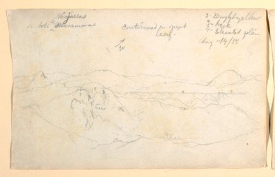 デッサン、山の風景、コロンビア、1853年8月14日 作： Frederic Edwin Church