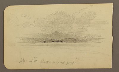 デッサン、山の風景、トルーカ、裏面：山、トルーカ、1885年4月20日 作： フレデリックエドウィン教会