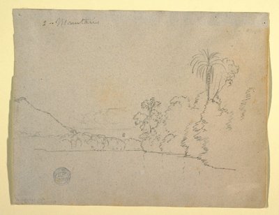 デッサン、湾の山岸、南アメリカ、1853年 作： Frederic Edwin Church