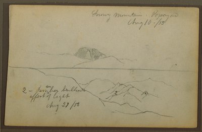 デッサン、山、ポパヤン、コロンビア、1853年8月 作： Frederic Edwin Church